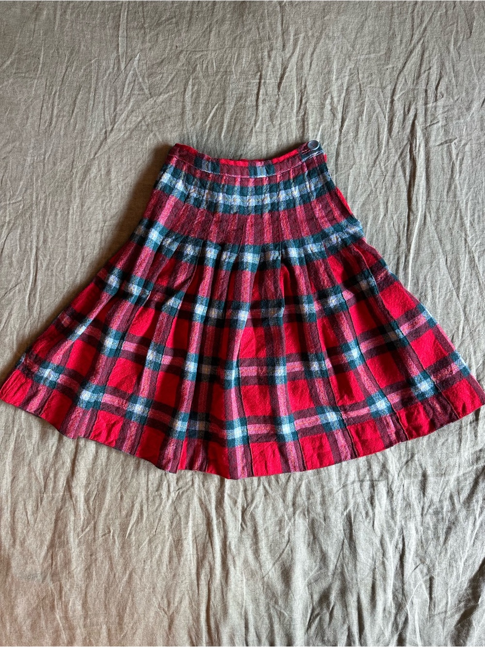 Vintage Red Wool Tartan Skirt